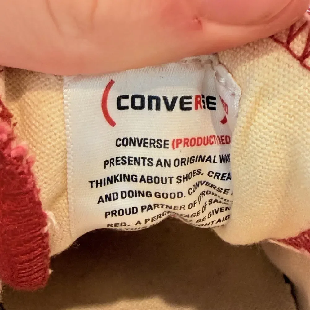 Converse Low Top Womens Size 5 Red White Canvas Casual Sneakers Chuck Taylor
